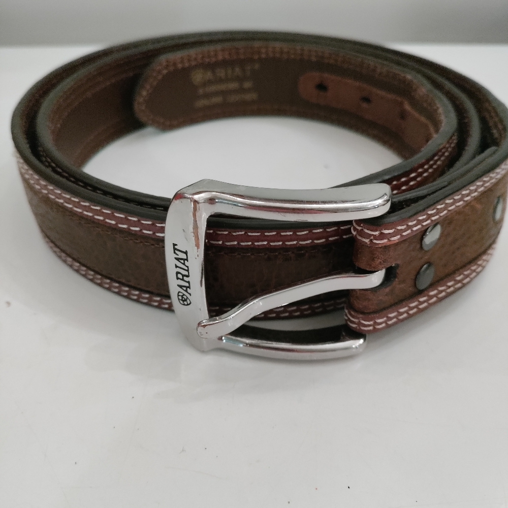 Ariat Brown Leather Belt with Silver Buckle